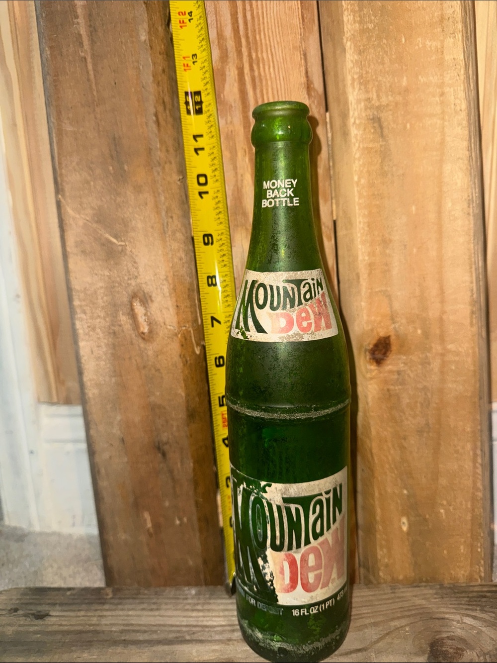 Green Glass Bottle - Vintage Style